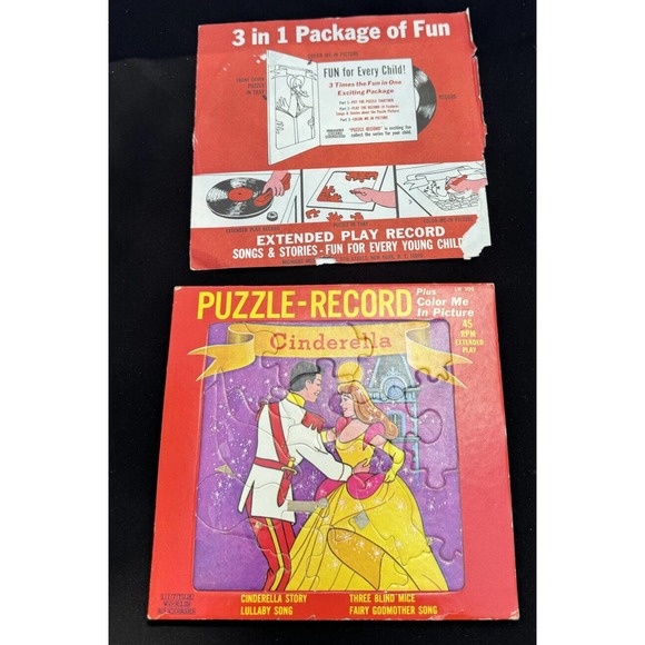 Rare 1950’s Little World Records 3 1 Record Puzzle Coloring Page Midnight Music